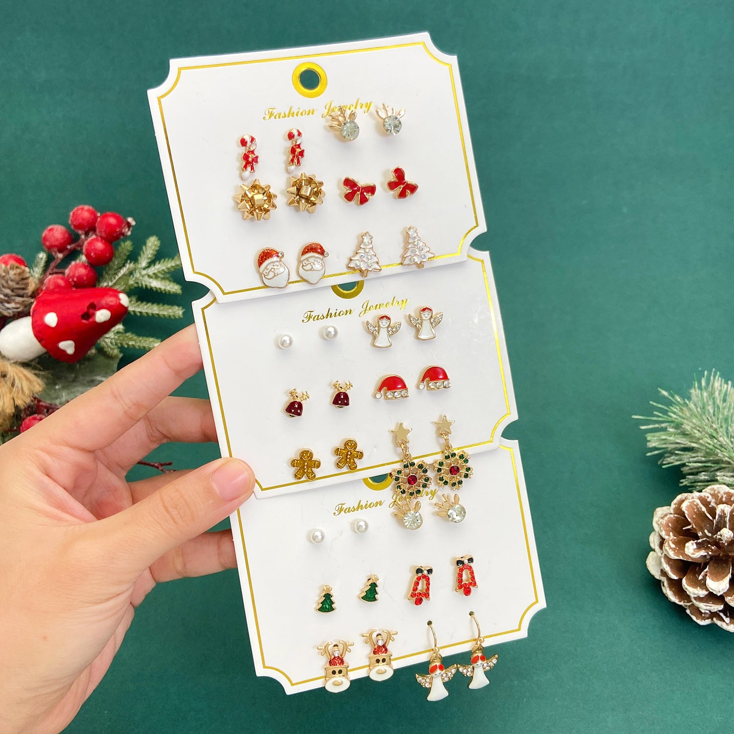 Wholesale Cute Elk Santa Claus Snowman Cartoon Oil Drop Christmas Earrings